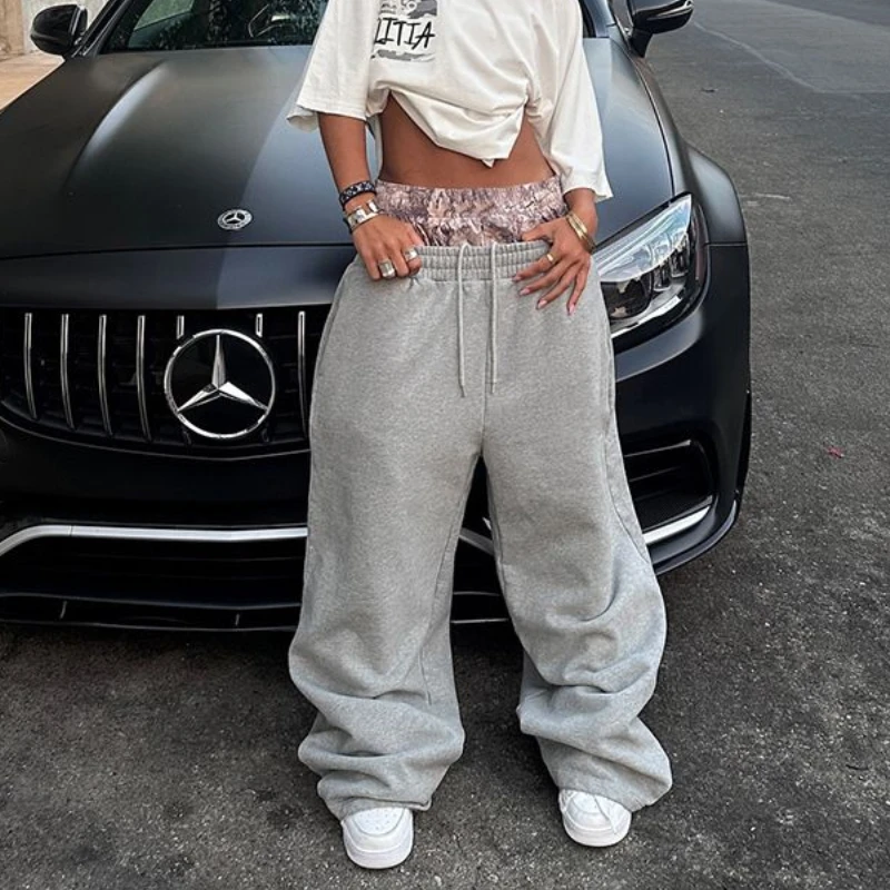 Женские мешковатые спортивные брюки Y2k серые уличные штаны в стиле Харадзюку
