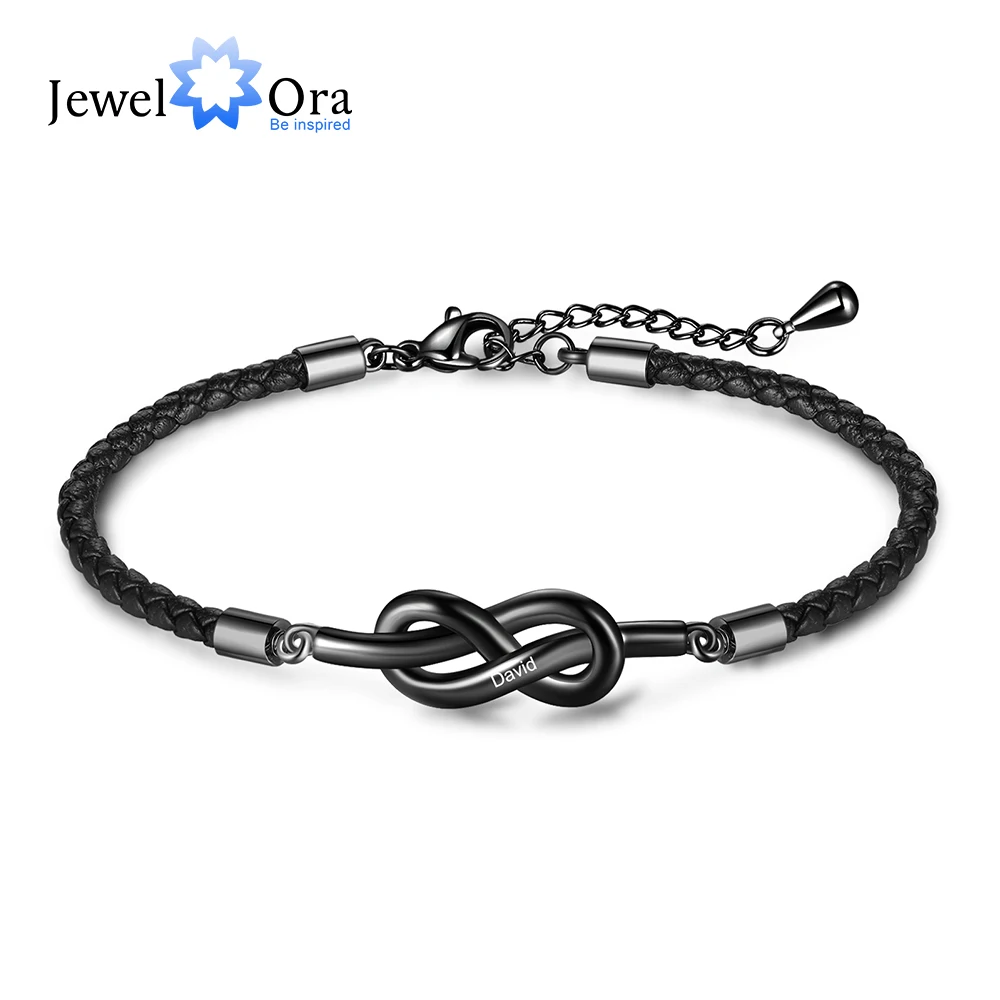 JewelOra Personalized Infinity Couple Bracelets for Women Men Customized Name Engraving Bracelet & Bangles Valentine Day Gifts