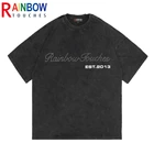 Футболка Rainbowtouches с кислотной стиркой для мужчин, летняя модная свободная Винтажная футболка унисекс в стиле High Street с коротким рукавом, превосходное качество, 2022