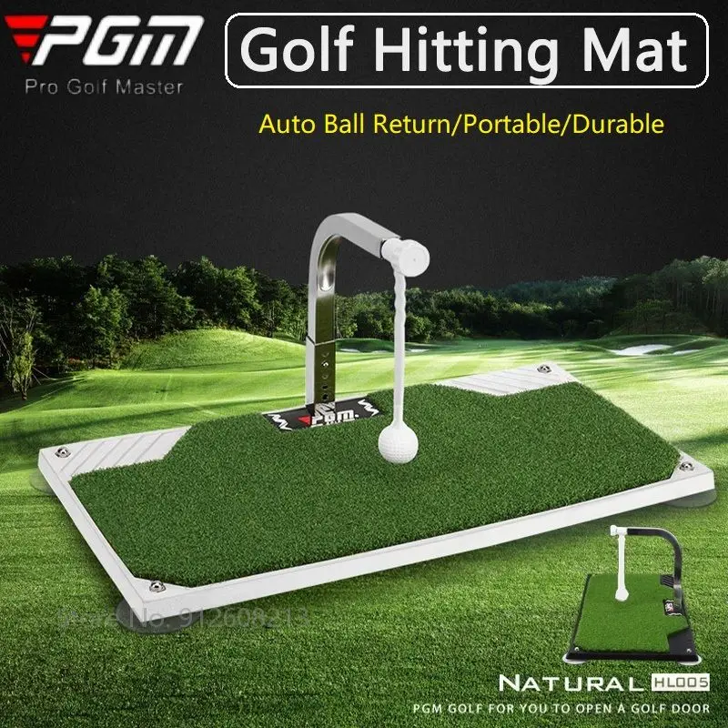 Pgm Upgrade Golf Swing Trainer 360 ° Auto Ball Return Golf Hitting Mat Practice Pad for Beginner Training Aids Adjustable Height
