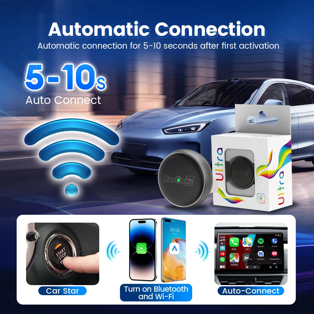 Беспроводной адаптер CarlinKit MINI Ultra 3, проводной к беспроводному Android Auto Box, USB-ключ Plug and Play, Wi-Fi, автоматическое подключение (art.: 3920d39ef2be6) - 3920d39ef2be6