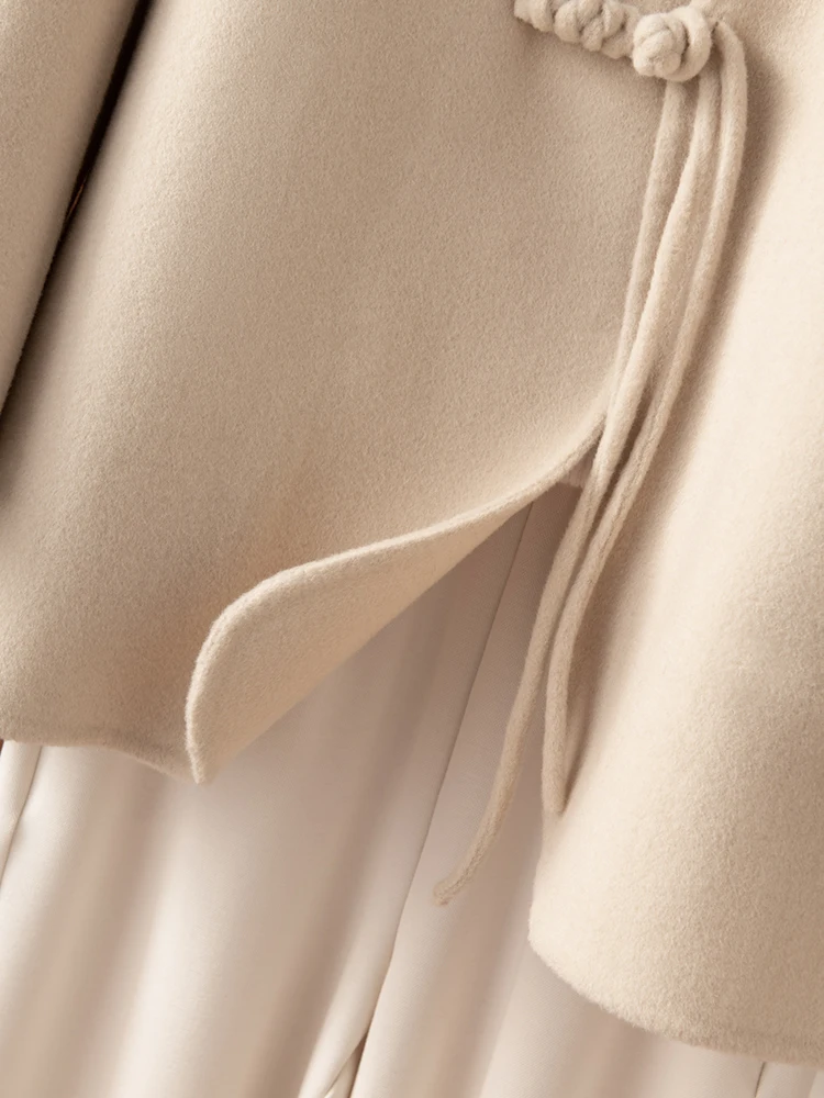 Новая китайская женская короткая шерстяная куртка из чистой шерсти свободная