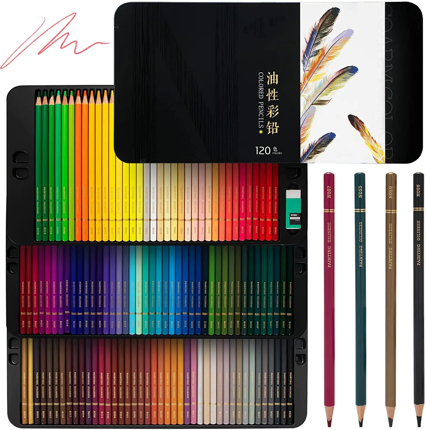 TAIYUYUE Oil Based Colored Pencils 120 Colors Professional Artist Beginner Student Coloring Blending, Layering Drawing Supplies