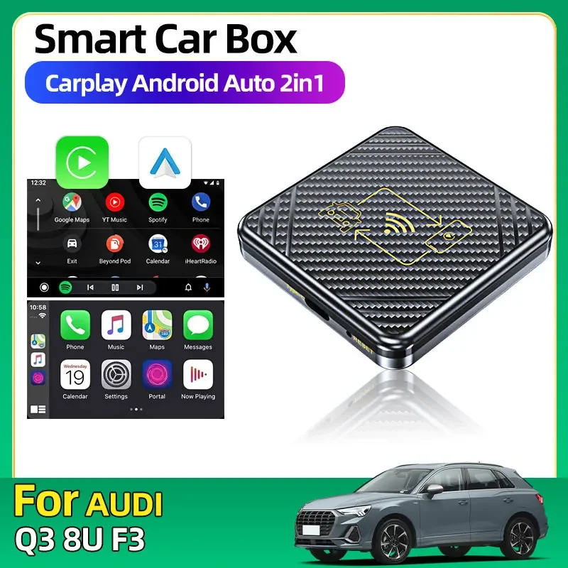 Фото Проводной к беспроводному адаптеру Carpay Bluetooth WiFi Carplay и Android Auto Box для автомобильного радио с проводной коробкой Carplay для Audi Q3 8U F3 №1
