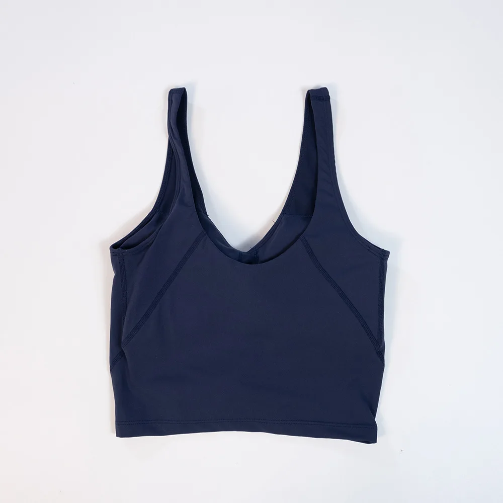 Solid Color U-shape Halter Luluwomen Fitness Bra Soft Sport Tank Top Gym Yoga Vest Comprehensive Training Removable Chest Pad