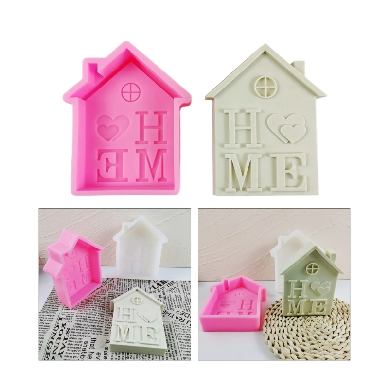 

Christmas Fondant Molds House Shape Cake Decor Silicone Mold Home Letter Chocolate Mould Scented Candle Resin Mold DIY 264E