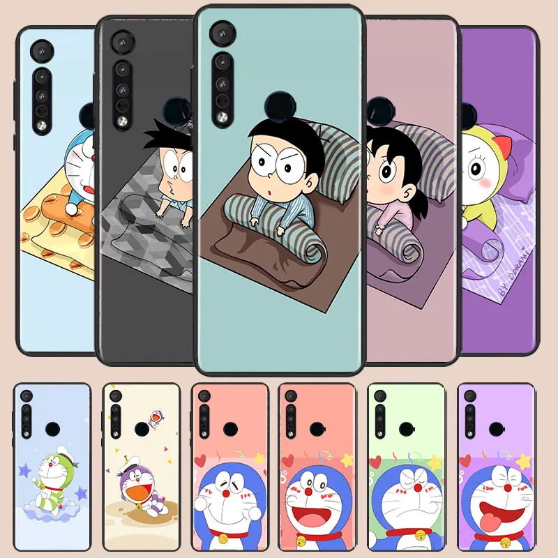 

Cute Cartoon Doraemon Phone Case For Motorola G10 G22 G31 G40 G60 G41 G50 G51 G60S G71 E6i E7i 20 30Pro Lite Black Silicone Back