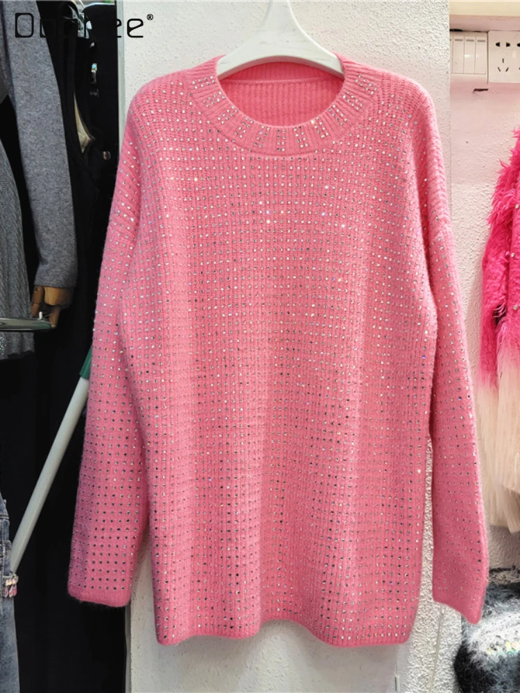 

Тяжелая промышленность Лидер продаж свитер с длинным рукавом для женщин осень-зима 2023 Новинка Свободный пуловер средней длины с круглым вырезом свитер Топ