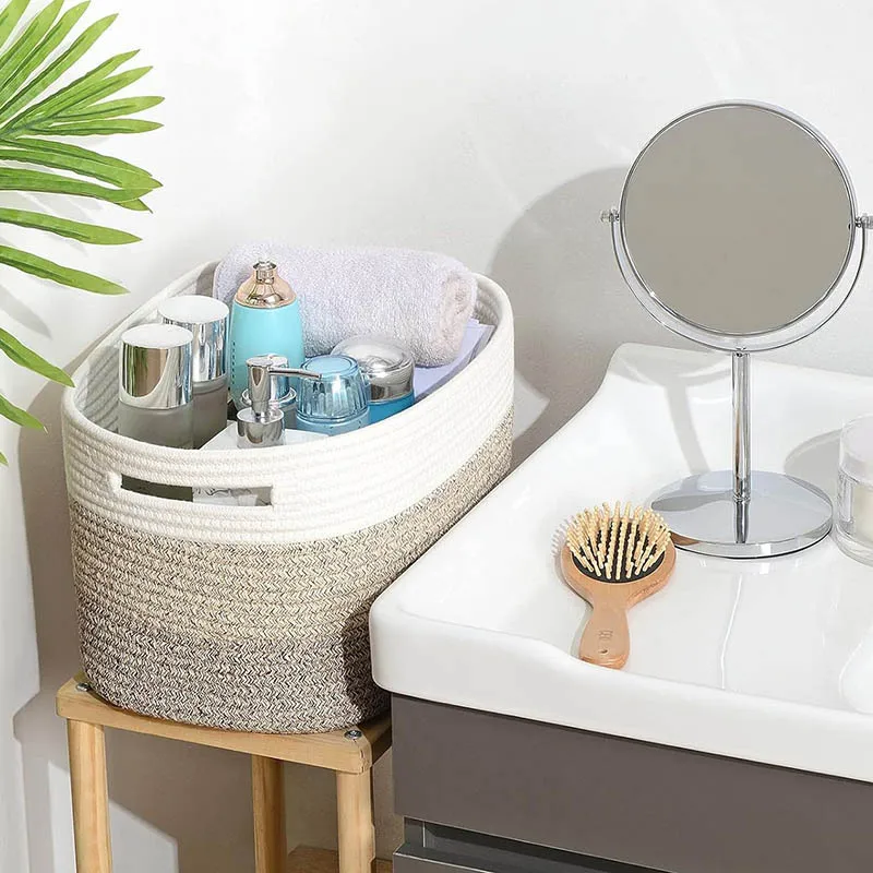 Прямоугольная корзина для хранения тканая хлопчатобумажная веревка грязная