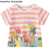 colorful childhood summer boys girls baby printed short sleeved t shirt hit striped round neck top 7xtx201
