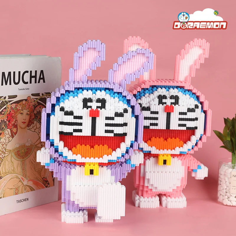 

2053PCS Kawaii Doraemon Cosplay Rabbit Magic Building Blocks Cartoon 3D Model Assembled Connection Bricks Toys For Kids Gift