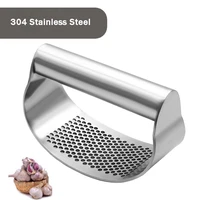 304 stainless steel garlic press manual curved grinding chopper multi function vegetable cooking crusher kitchen gadgets utensil
