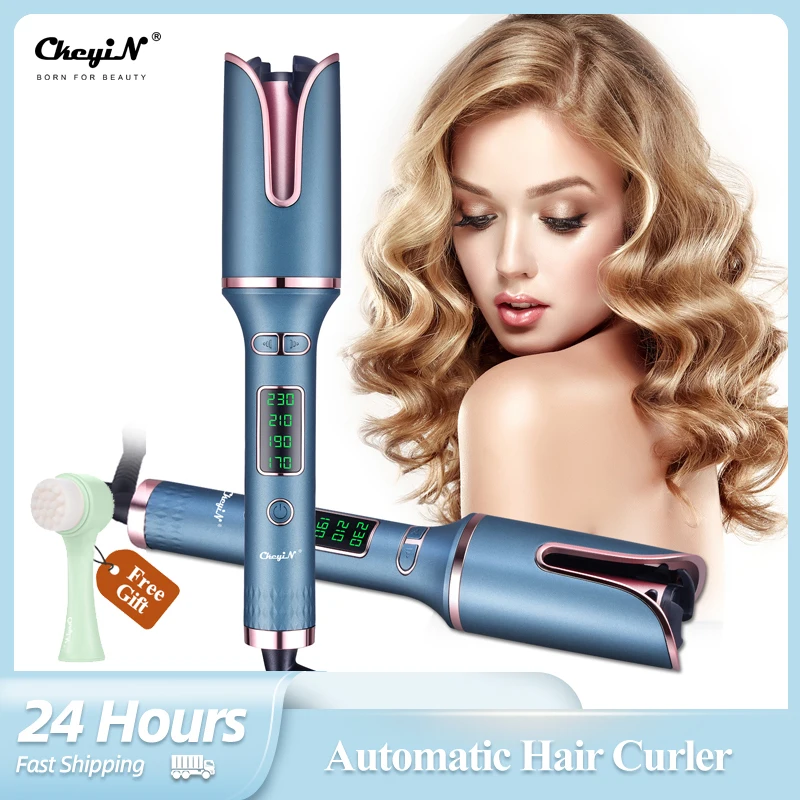 

CkeyiN 22mm Automatic Hair Curler Professional Curling Iron Electric Rotating Curls Big Waves Ceramic Curly Hair Styling Tools