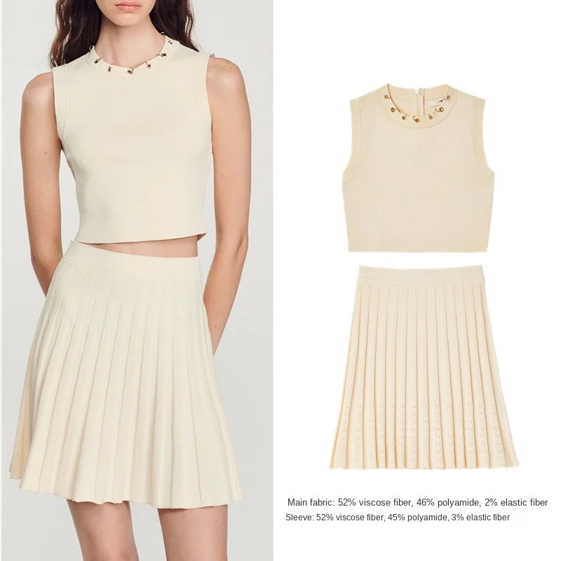 Новинка 2023 тяжелый вязаный жилет IOO во французском стиле на раннюю осень +