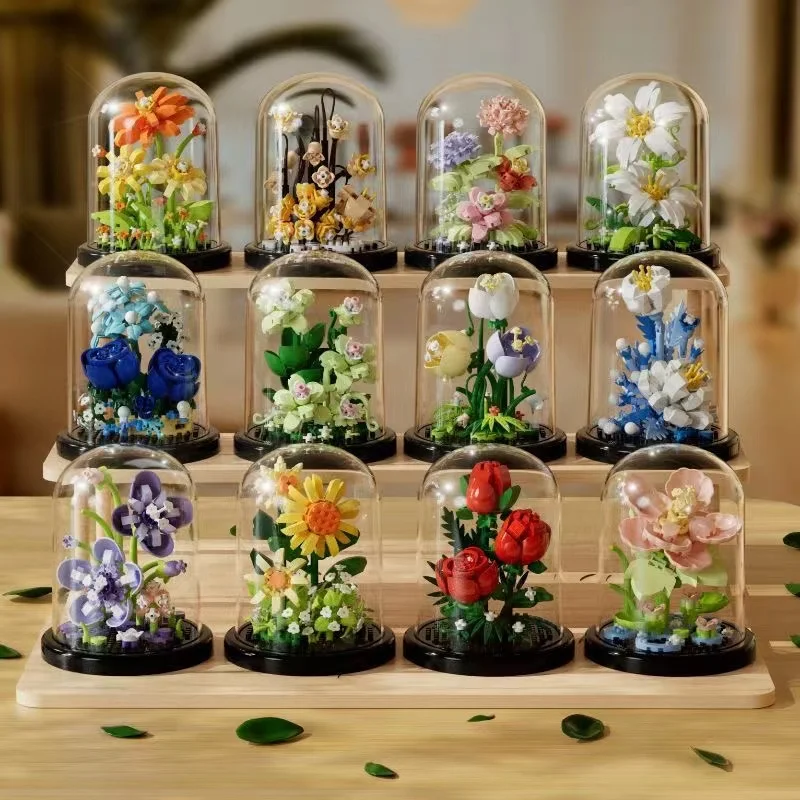 Вечный блок букет цветов в сборе настольный декоративный Детский пазл розы