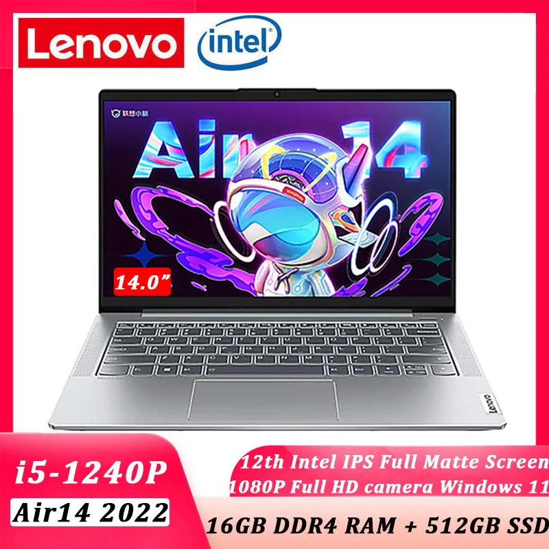 

Lenovo Xiaoxin Air 14 2022 Laptop 12th Intel Core i5-1240P Windows 11 14.0-inch Computer 16GB RAM 512GB SSD Ultraslim Notebook