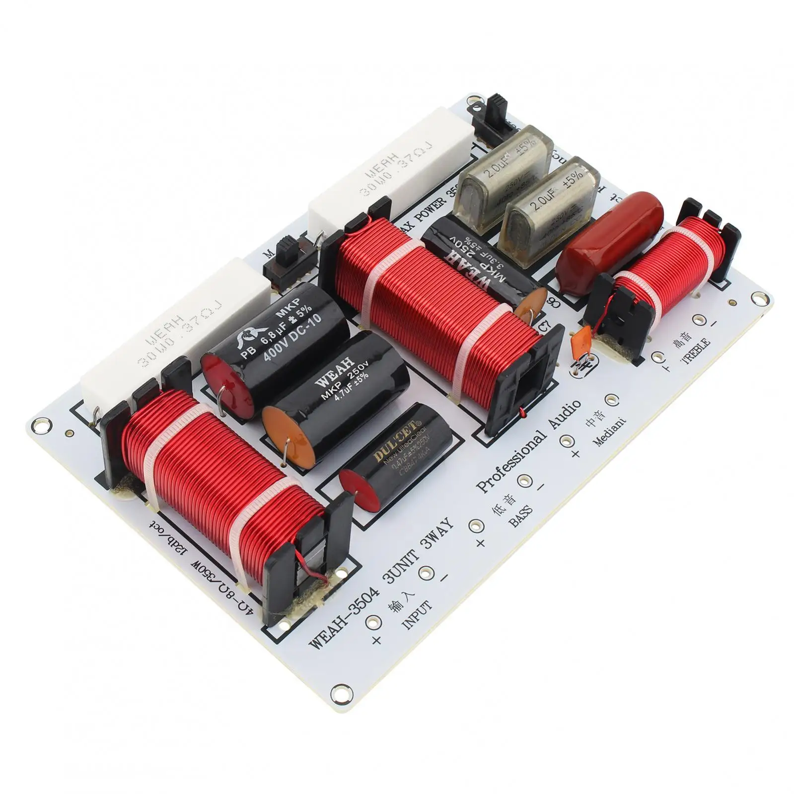 

350W 3 Way Treble Medium Bass Speaker Frequency Divider Crossover Filter 40Hz-22KHz For Stage Home High Bass Audio DIY Assembly