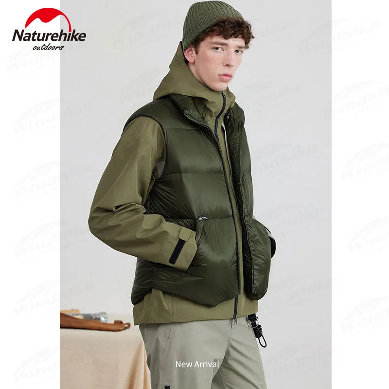 Naturehike осень зима кемпинг теплый пуховый жилет сверхлегкий гусиный пух мужская и