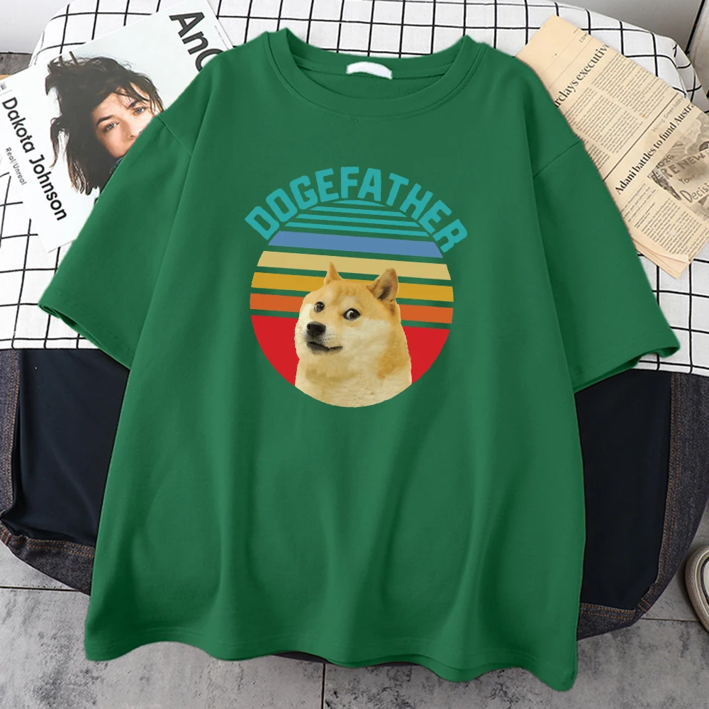 

Футболка Doge Father с принтом Шиба-ину, удобная футболка с круглым вырезом, Брендовые мужские футболки оверсайз, летние мужские футболки S-Xxxl