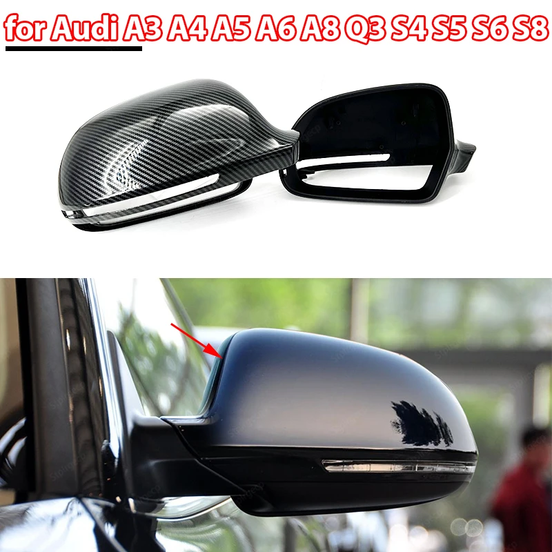 

Carbon Fiber Look Rearview Cap ABS Glossy Black for Audi A4 S4 B8 8K A5 S5 B8 8K A6 S6 4F C6 A8 S8 D3 Q3 SQ3 A3 8P Mirror Cover