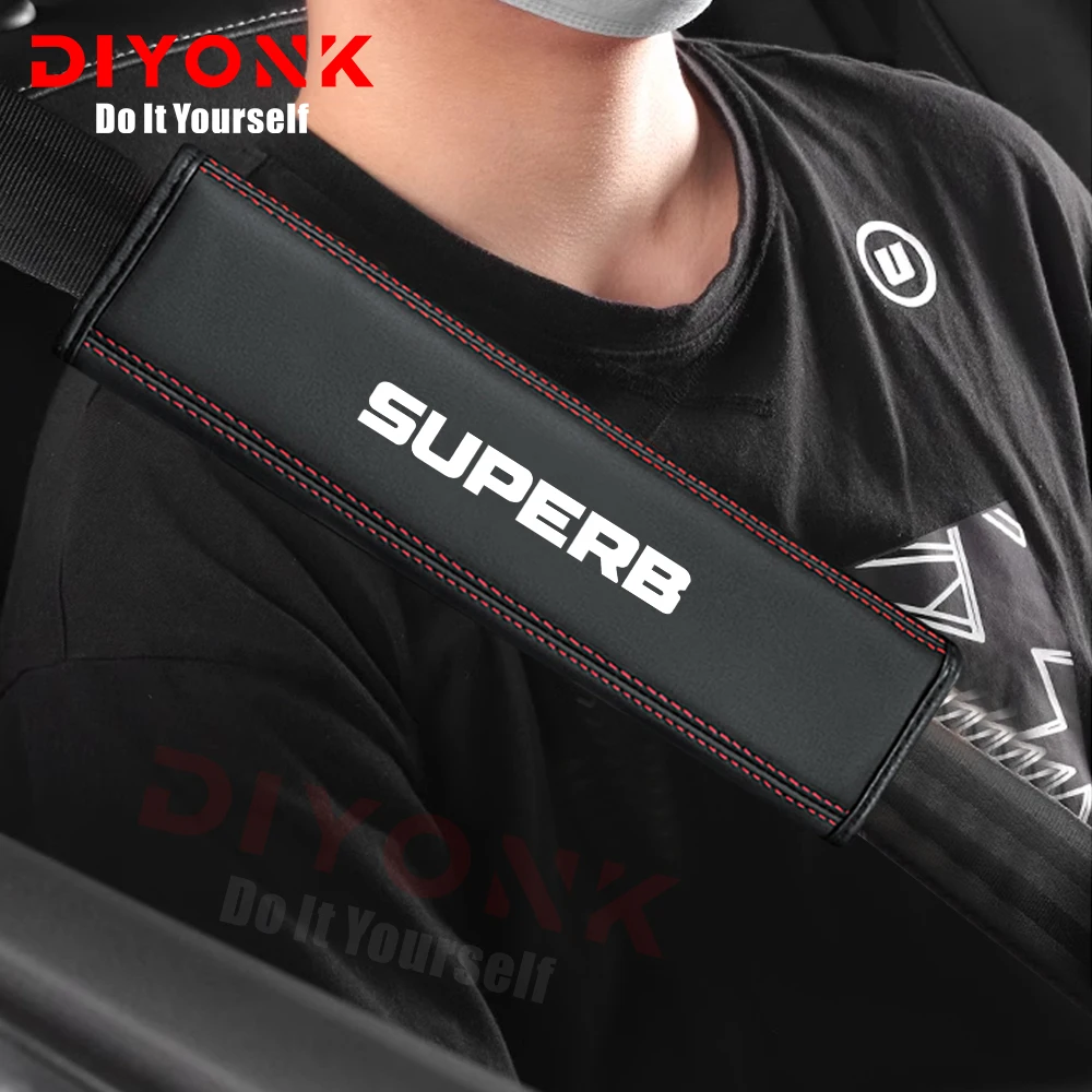 

PU Leather Car Safety Belt Protect Cover Pad Auto Seat Belt Shoulder Padding For Citroen SUPERB Logo Picasso Xsara Accessories