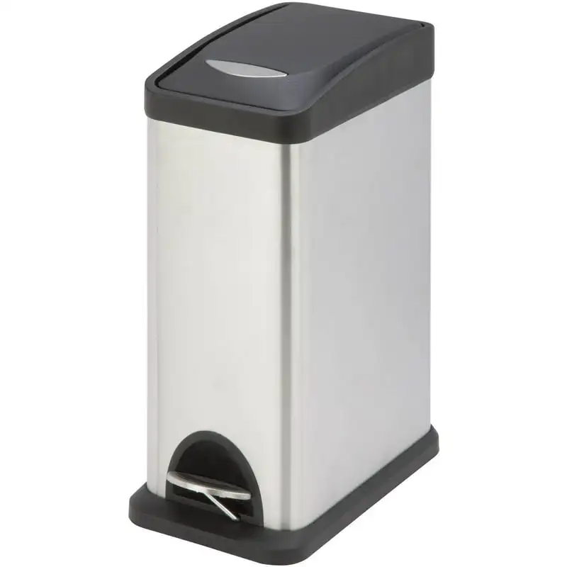 

Can Do 2.1 gal Rectangular Stainless Steel Step On Kitchen Trash Can Garbage can Trash can bedroom Trash can kitchen gallon Han