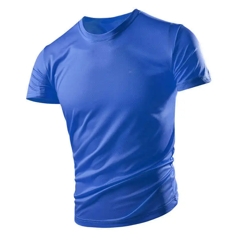 

Футболка мужская быстросохнущая однотонная, модная Облегающая рубашка с коротким рукавом и круглым вырезом для спортзала, фитнеса, занятий спортом на открытом воздухе, лето