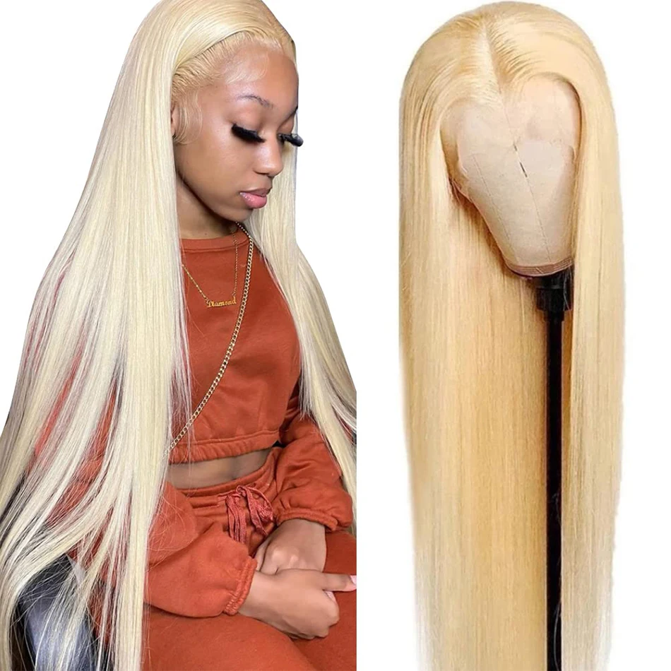 

40 Inch 613 Frontal Wig 13x6 HD Lace Remy Brazilian Bone Straight Hair 180% Blonde Lace Front Human Hair Wigs Women Pre Plucked