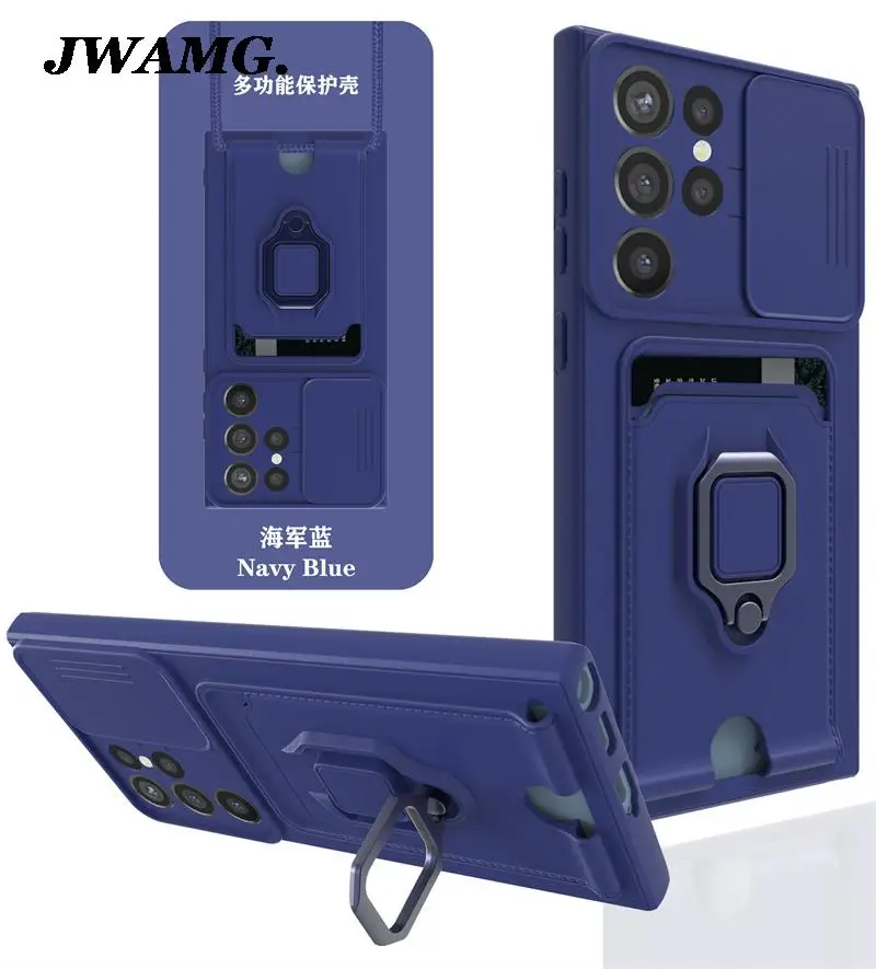 

Shockproof Case For Samsung S22 Ultra Case Magnetic Push Camera Stand Case For SamsungS22 Plus S 22 5G Card Holder