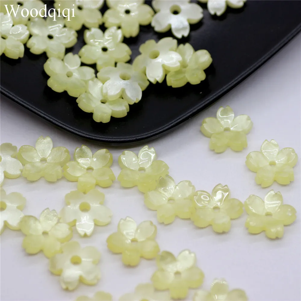 20pcs 10mmAcetic Gloss Sakura Flower  With Hole 3D Stereoscopic Shell Sky Style Jewelry Making DIY Crafts Findings Loose Beads
