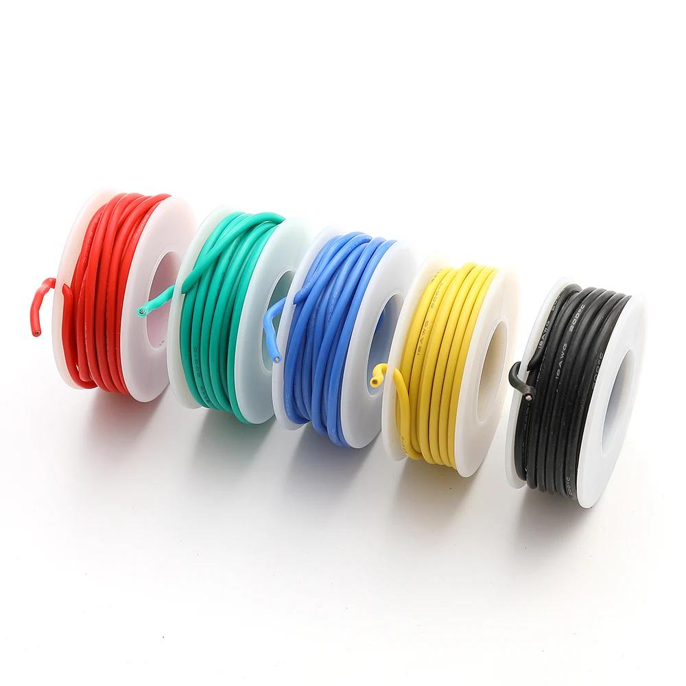 Купи 30/28/26/24/22/20/18awg flexible silicone wire and cable 5 colors mixed 1 box 2 packs of wire and copper wire DIY за 501 рублей в магазине AliExpress