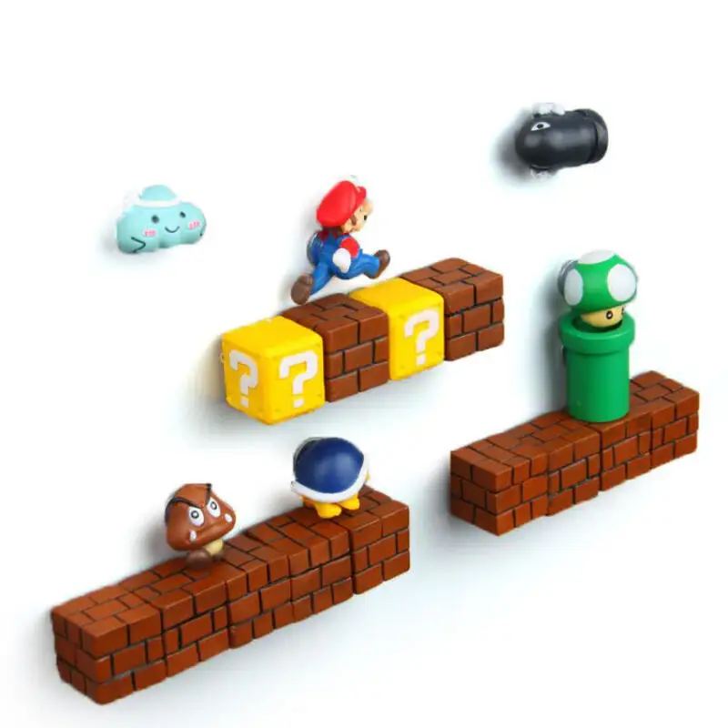Фото Магнит на холодильник Super Mario 3D из смолы, милый мультяшный набор для творчества: Туд, Луиджи, Пич, золотая монета. Декор для кухни и дома, подарок для детей. №5