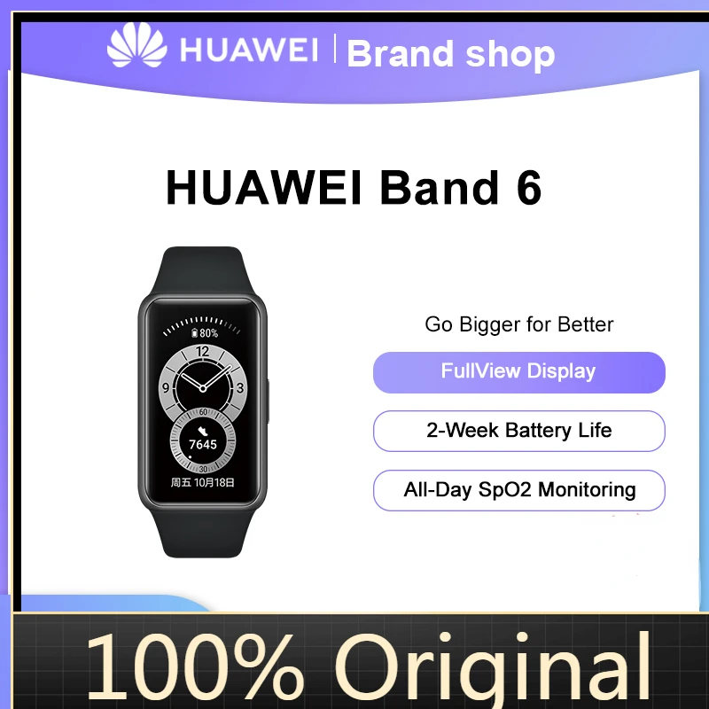 

Original Huawei Band 6 Smartband Heart Rate Blood Oxygen Tracker Smart Fitness Tracker Sleep Monitor OLED Scree Band 6 Pro