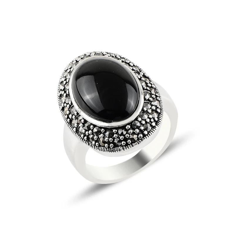 

Серебряное кольцо 925 пробы Onyx & Marcasite