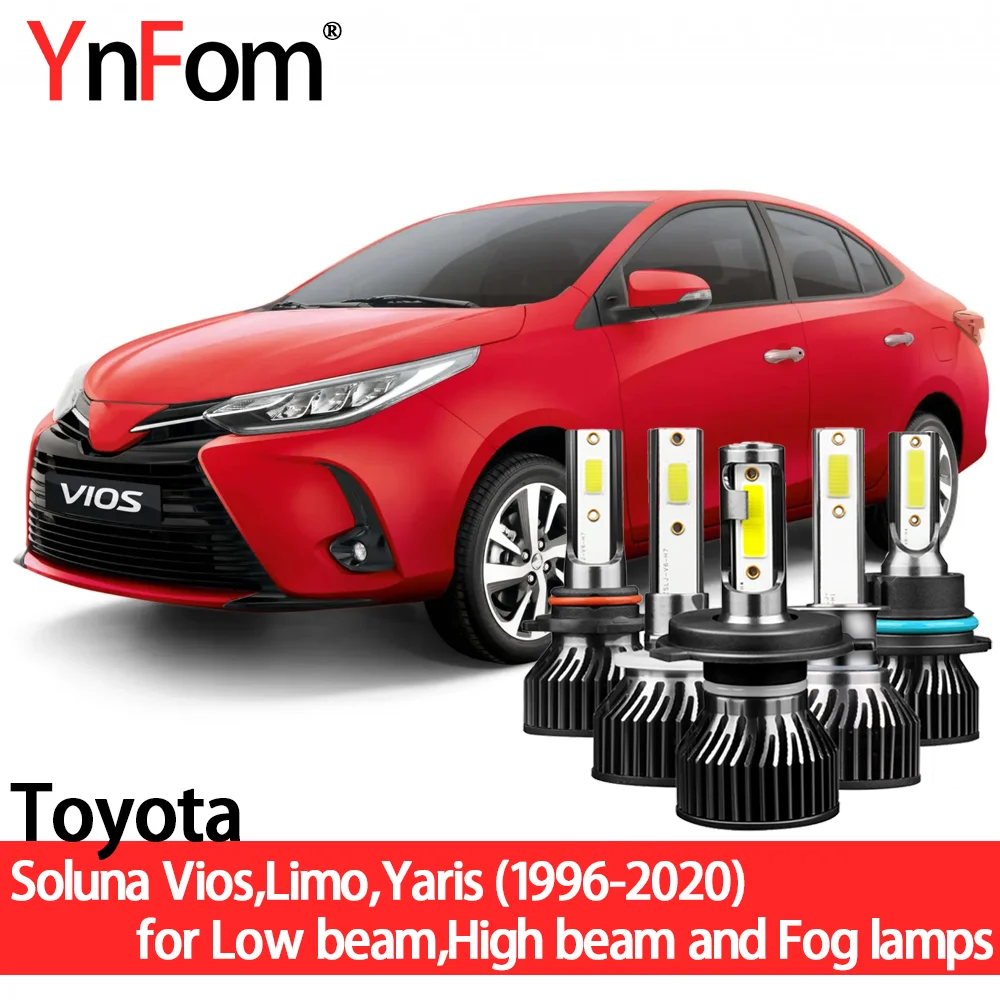 

YnFom Toyota Special LED Headlight Bulbs Kit For Soluna Vios Limo Yaris 1996-2020 Low beam,High beam,Fog lamp,Car Accessories