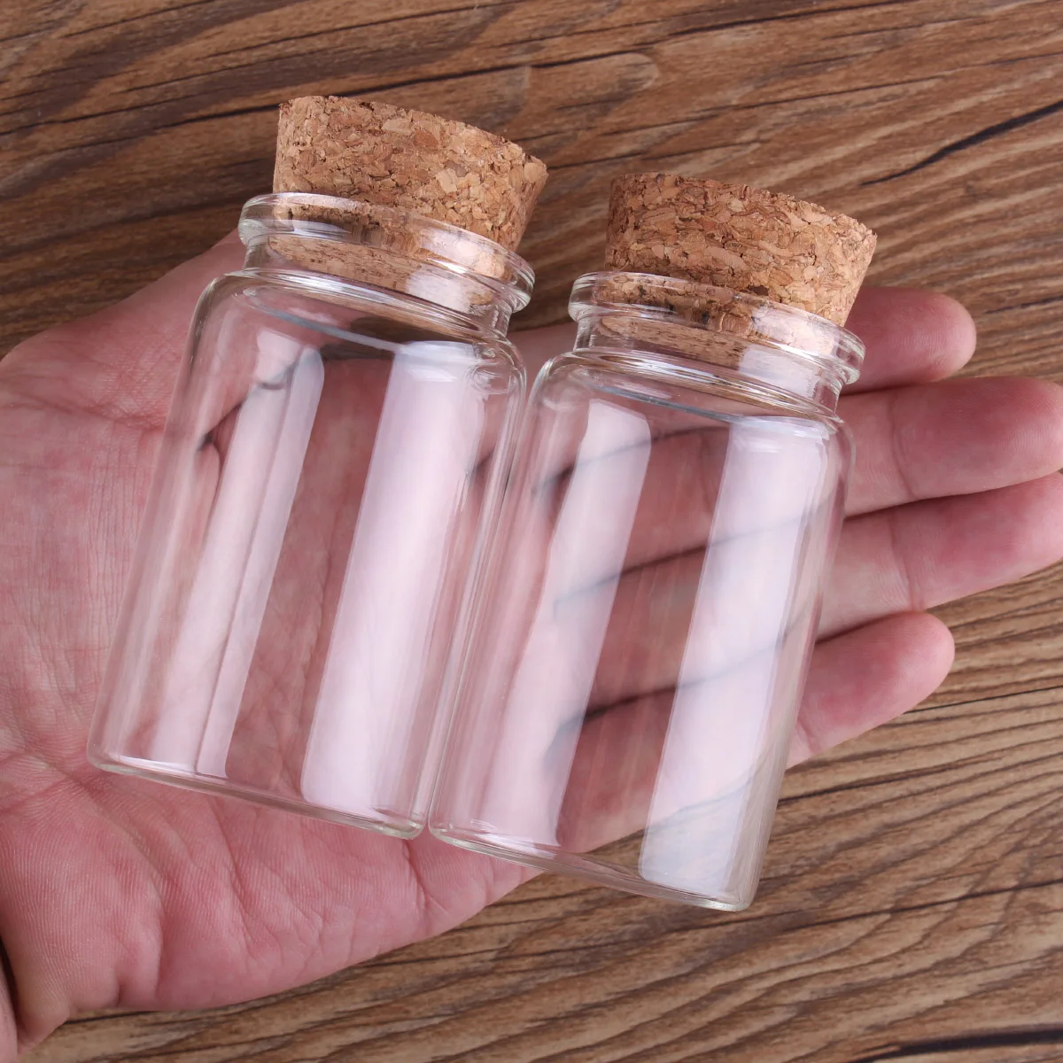 2pcs 100ml 47*80mm Glass Bottles with Cork Lids Spice Jars Containers Glass Vessels Candy Wishing Bottles for Wedding Favors