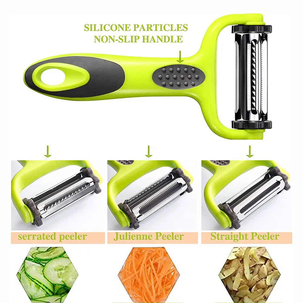 

3in1 360 Degree Rotary Kitchen Tool Multifunctional Vegetable Fruit Potato Carrot Peeler Grater Cutter Slicer Melon Gadget