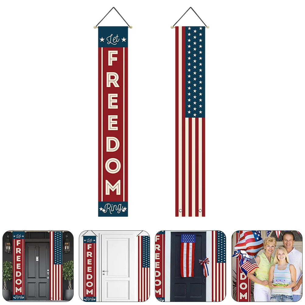 

Independence Day Gate Ceremony Decor Fourth July Decoration Hanging Banner United States Flag Porch Sign Door US Household