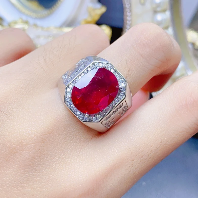 Кольца с натуральным Рубином для мужчин серебро 925 пробы ювелирные изделия