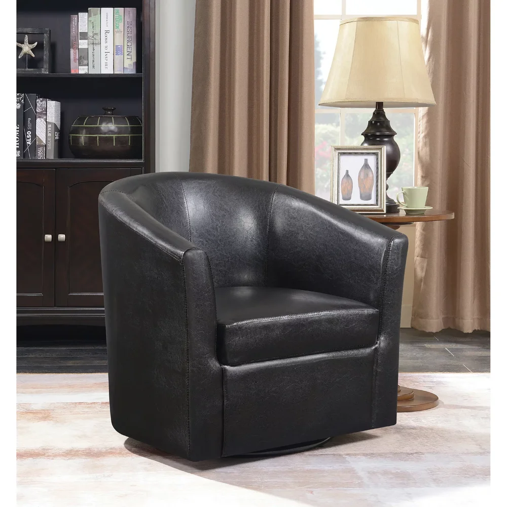 

Upholstery Sloped Arm Swivel Accent Chair Dark Brown