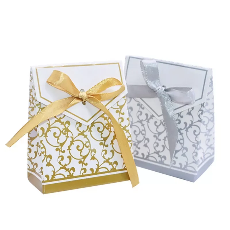 

10Pcs Gold Silver Paper Candy Box Gift Bag Wedding Gift Packaging Baby Shower Favors Birthday Party Supplies Wedding Candy Box