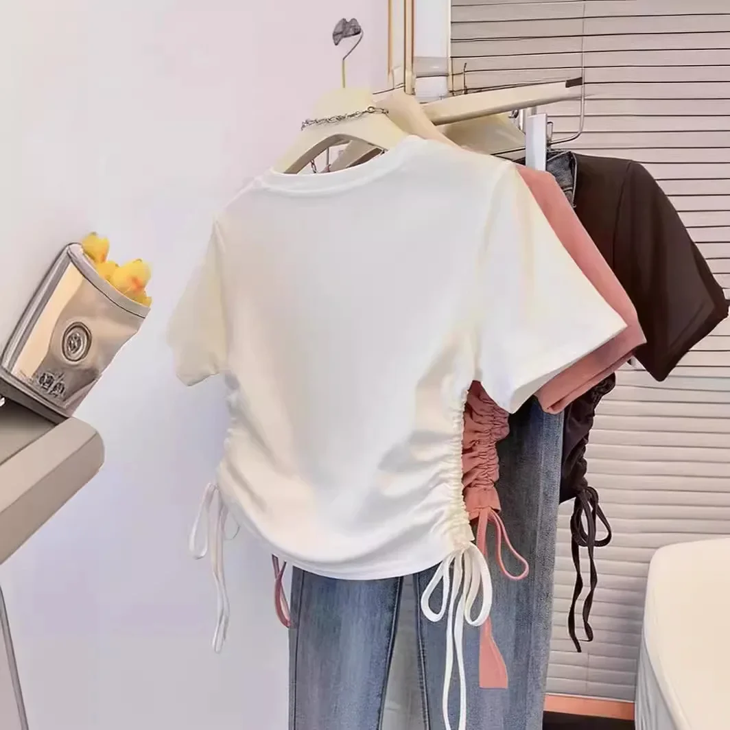 Универсальная женская футболка с коротким рукавом лето 2024 новый дизайн