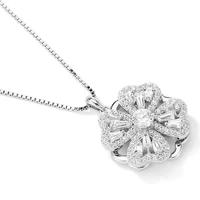 carlidana new arrival rotatable clover pendant necklace aaa cz silver color crystal spinning flower necklace jewelry for women