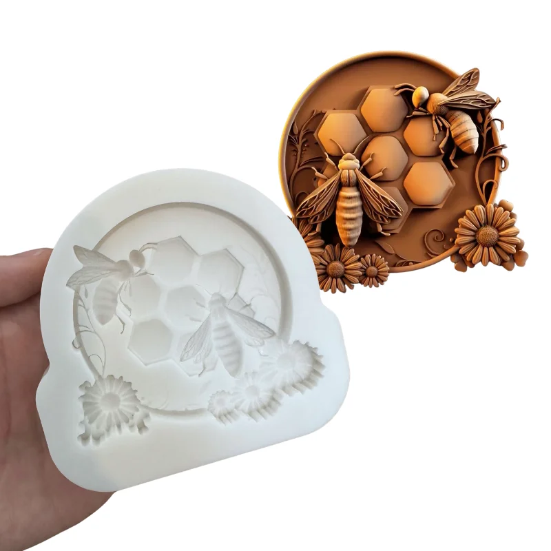 Форма для торта, маленькая пчела, смесь меда, соты, тематические Силиконовые формы ручной работы, глина для сахарной мастерской