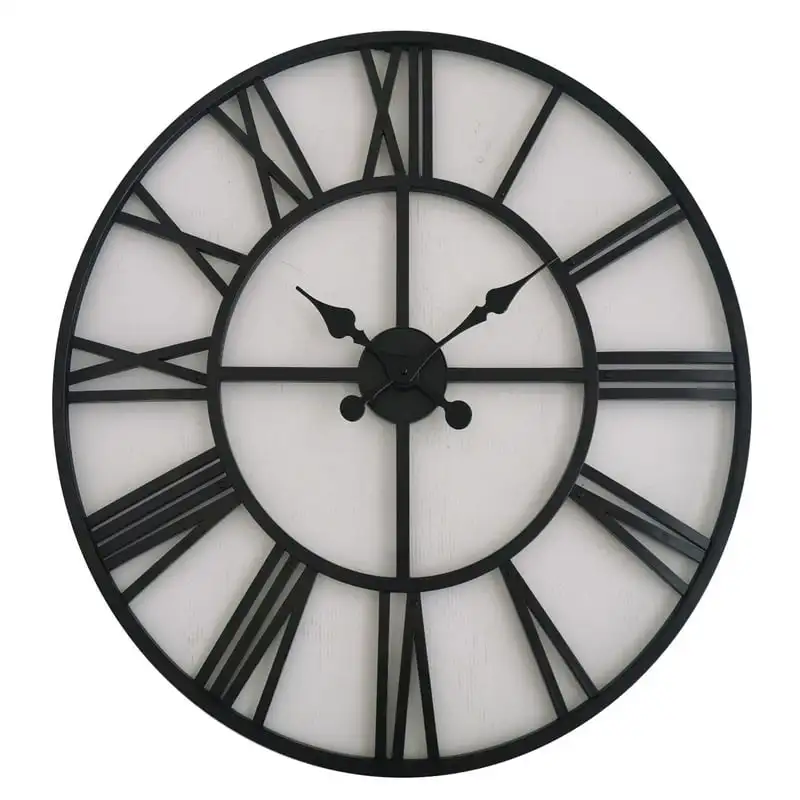 

Plastic Roman Numeral Analog Open Back Wall Clock, Black Home decoration luxury Clock digital Room decorations for men Alarm clo