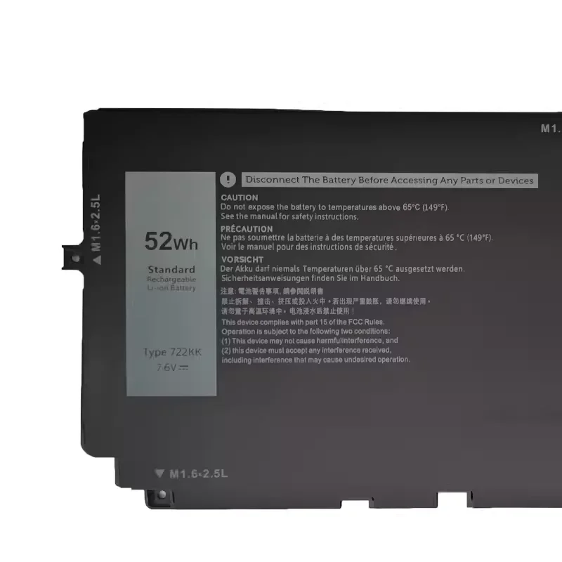 722KK Аккумулятор для ноутбука DELL XPS 13 9300 9310 9380 серии P117G P117G001 P117G002 2xxfw FP86V WN0N0 7 6 V 52Wh