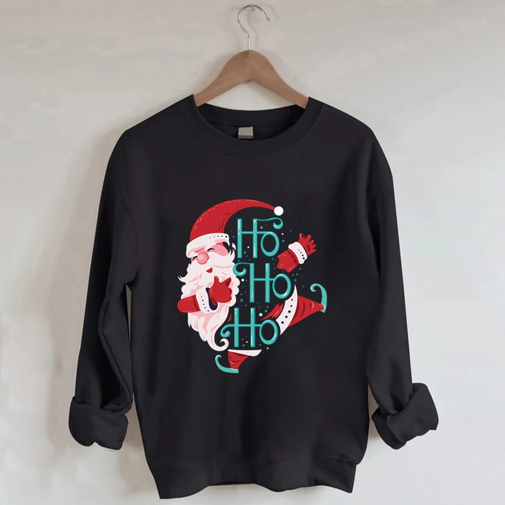 

Женский свитшот с капюшоном, Повседневный пуловер из хлопчатобумажной ткани, с круглым вырезом и длинным рукавом, с принтом Санта-Клауса, Ра...