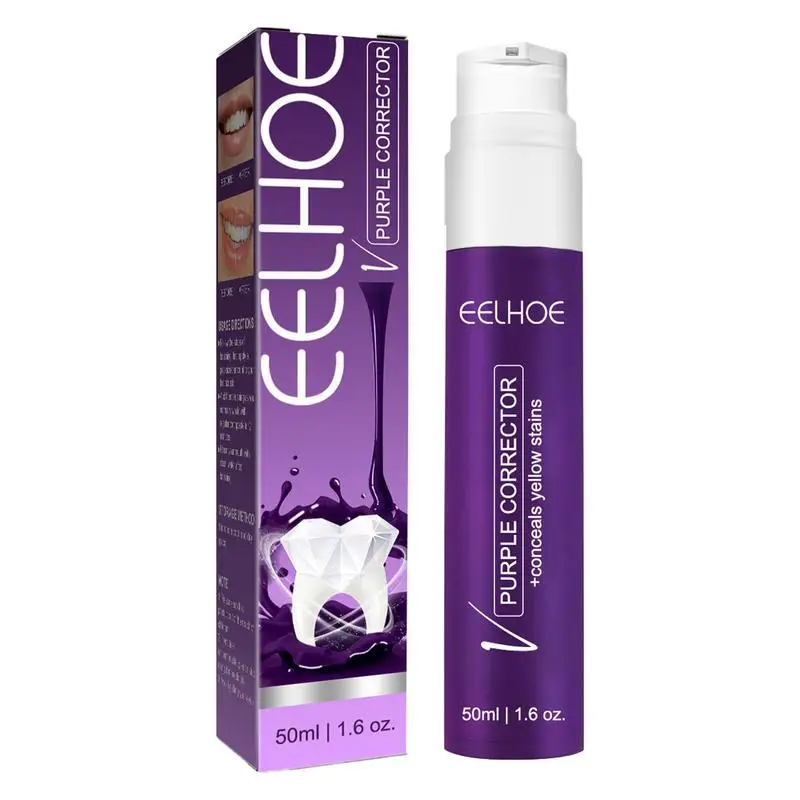 

Purple Tooth Whitening Gel 50ml Toothpaste V34 Colour Corrector Toothpaste Stain Removal Dental Color Correcting Toothpaste