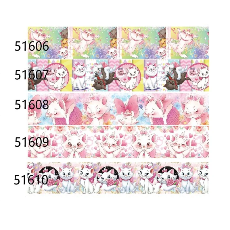 

Disney Marie Cat Print Grosgrain Ribbon for Hairbows DIY 10yards Craft Supplies Handmade Materials