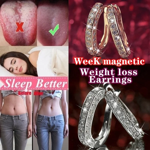 1 Pair Magnetic Slimming Earrings Earring Weight Loss Cubic Zirconia Therapy Chakra Burning Fat Healt | Украшения и аксессуары